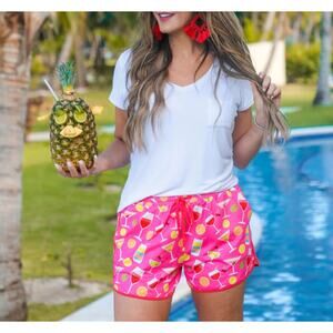 Jess Lea Cocktail Drink Print Activewear Shorts Size Large